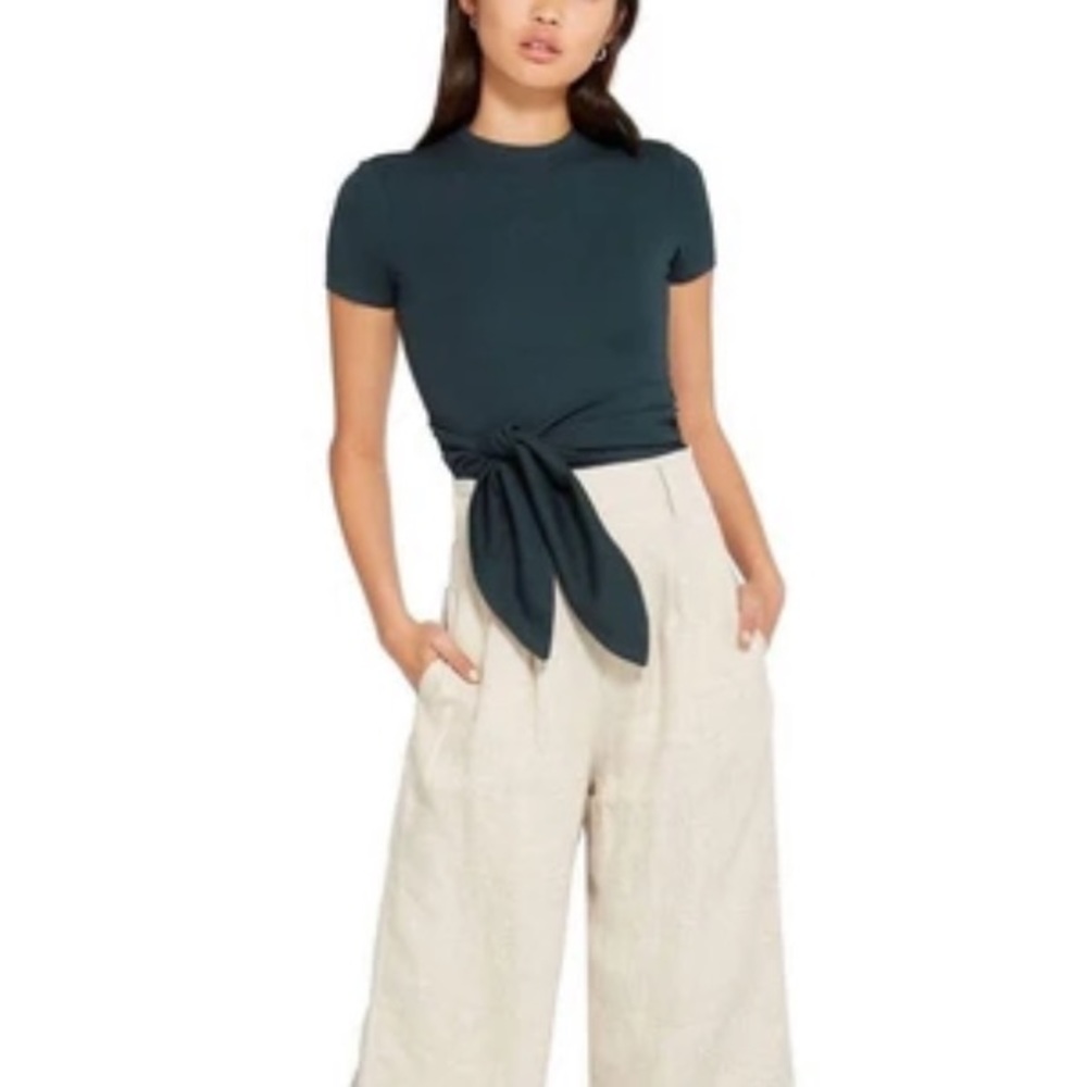 EUC CAPULET Peyton Tie Front Bodysuit Peacock Teal Large